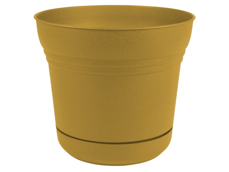 Bloem 10 in. D Polyresin Saturn Planter Yellow