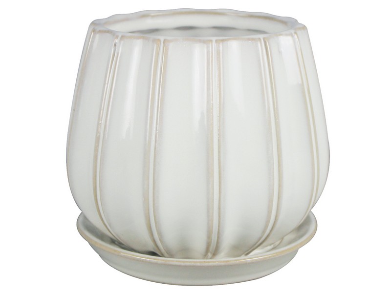 Trendspot Contour 6 in. D Ceramic Planter White