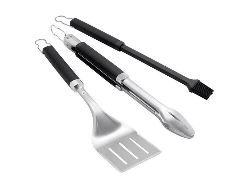 Weber Precision Stainless Steel Black/Silver Grill Tool Set 3 pc