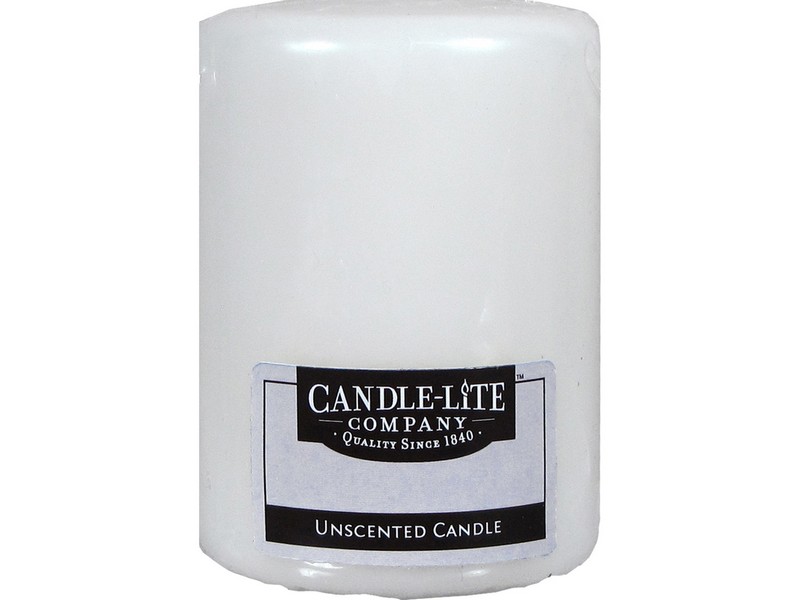 Candle Lite White No Scent Pillar Candle 4 in. H