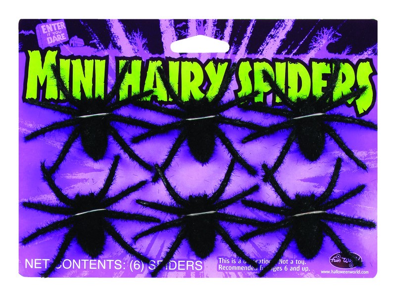 Fun World Mini Hairy Spiders Halloween Decor