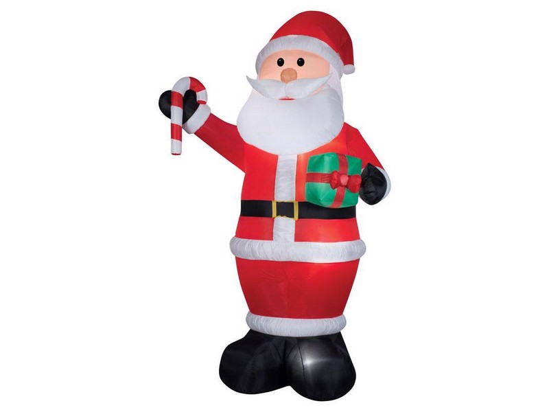 Gemmy LED White 12 ft. Santa with Candy Cane and Gift Inflatable