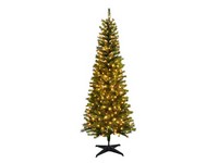 Celebrations 7 ft. Pencil LED 250 ct Highland Green Spruce Christmas Tree