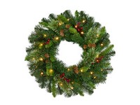 Celebrations Home 26 in. D LED Prelit Decorated Warm White Wreath