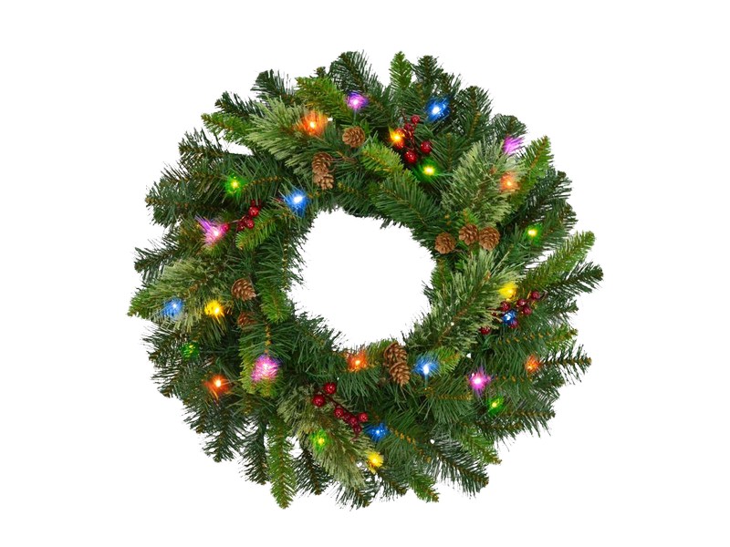 Celebrations Home 26 in. D LED Prelit Decorated Multicolored Wreath