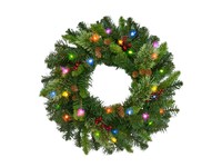 Celebrations Home 26 in. D LED Prelit Decorated Multicolored Wreath