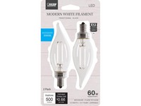 Feit Electric BA10 E12 (Candelabra) Filament LED Bulb Daylight 60 Watt Equivalence 2 pk