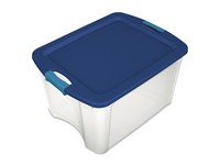 Sterilite 18 gal Blue/Clear Latch Storage Box 13-5/8 in. H X 23-5/8 in. W X