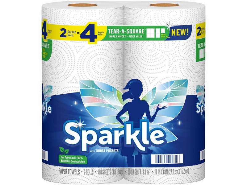 Sparkle Tear-A-Square Paper Towels 110 sheet 2 ply 2 pk