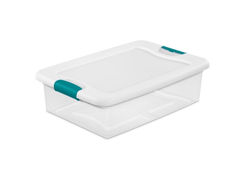 Sterilite 32 qt Clear/White Latch Storage Box 6-7/8 in. H X 23-3/4 in. W X