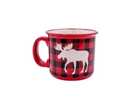 Lazy One Moose Plaid Red Ceramic Mug