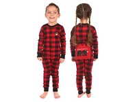 Lazy One Bear Cheeks Kid Plaid Onesie Flapjack