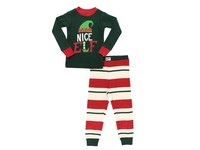 Lazy One Nice Elf Kid's Long Sleeve PJ's