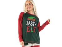 Lazy One Sassy Elf Long Sleeve PJ Tee