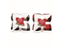 J & M Home Fashions Buffalo Check Throw Sherpa Fleece 4 pc