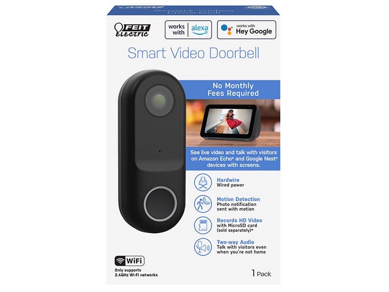 Feit Electric Black Plastic Wired Smart Video Doorbell