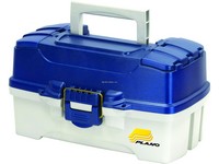 Plano 2 Tray Tackle Box w/Dual Top Access Blue Met/Off White