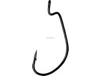 Owner Bass J Hook with Cutting Point, Size 2/0, Z Bend, Worm, Black Chrome,