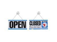 Hillman English White Open/Close Clock Sign 6 in. H X 12 in. W