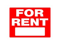 Hillman English Red For Rent Sign 18 in. H X 24 in. W