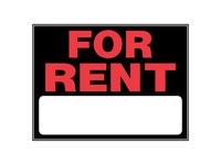 Hillman English Black For Rent Sign 15 in. H X 19 in. W