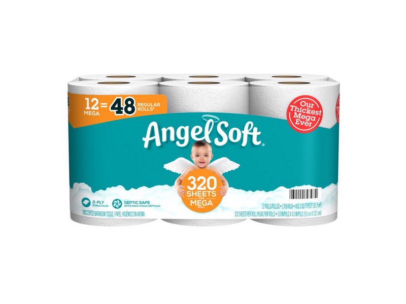 Angel Soft Toilet Paper 12 Rolls 320 sheet 405.33 sq ft
