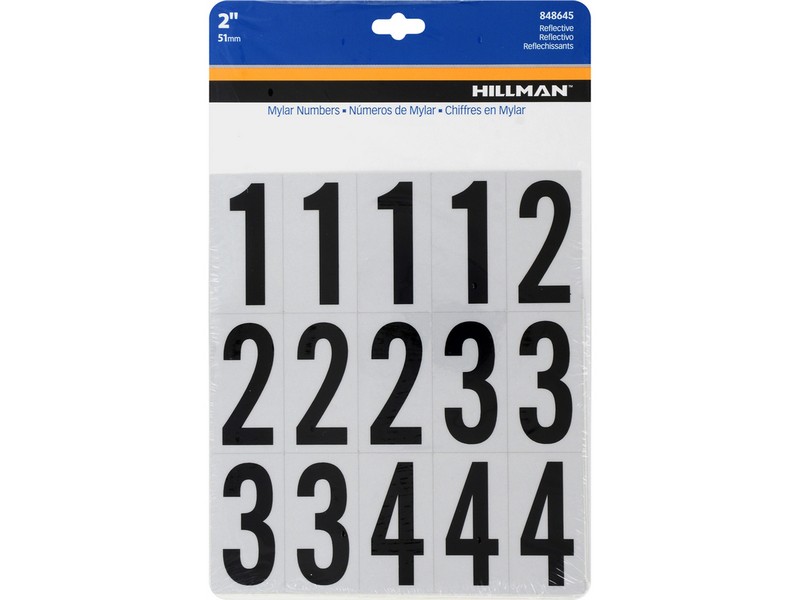 Hillman 2 in. Reflective Black Mylar Self-Adhesive Number Set 0-9 35 pc