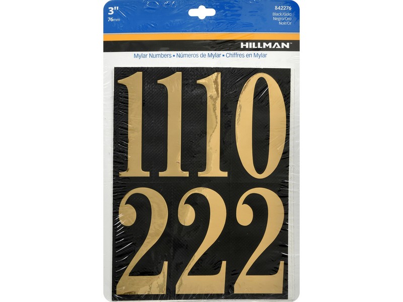 Hillman 3 in. Reflective Gold Mylar Self-Adhesive Number Set 0-9 26 pc