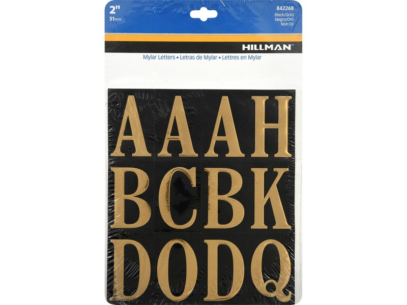 Hillman 2 in. Reflective Gold Mylar Self-Adhesive Letter Set A-Z 52 pc