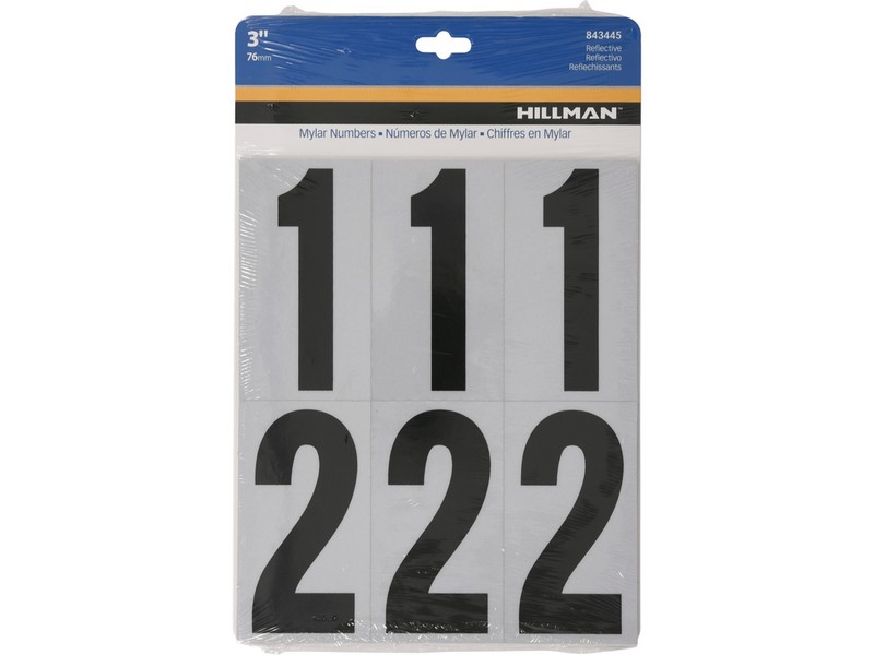 Hillman 3 in. Reflective Black Mylar Self-Adhesive Number Set 0-9 26 pc