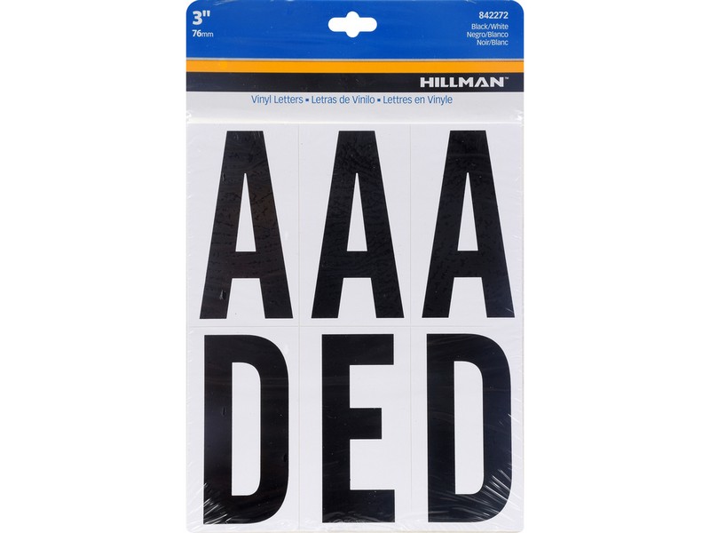 Hillman 3 in. Reflective Black Mylar Self-Adhesive Letter Set A-Z 52 pc