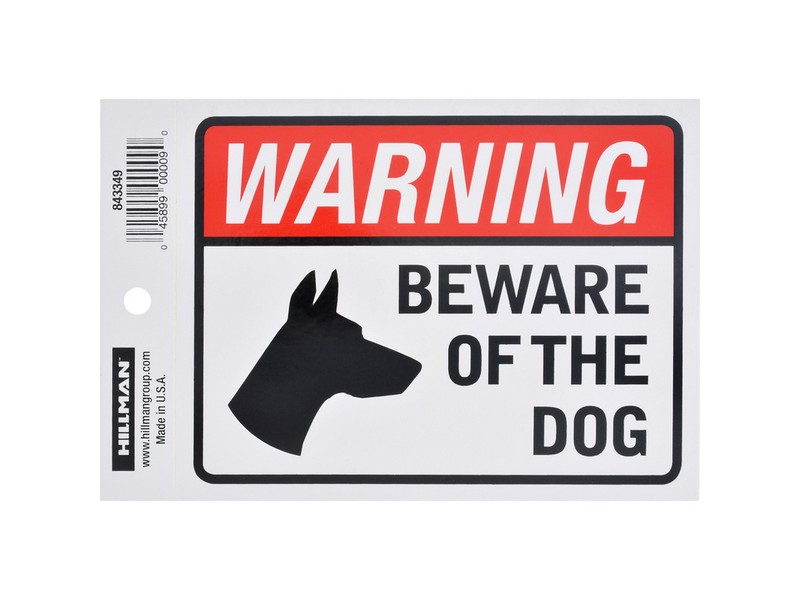 Hillman English White Beware Decal 4 in. H X 6 in. W