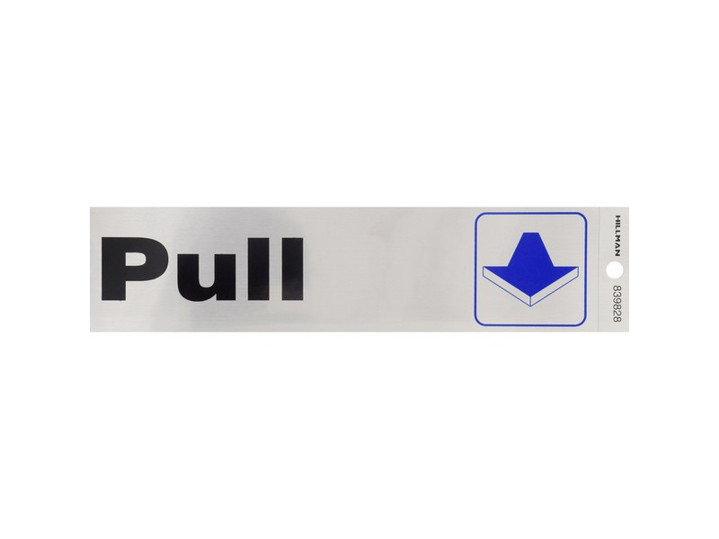 Hillman English Silver Push/Pull Decal 2 in. H X 8 in. W