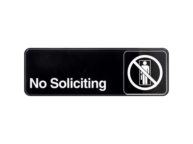 Hillman English Black No Soliciting Plaque 3 in. H X 9 in. W