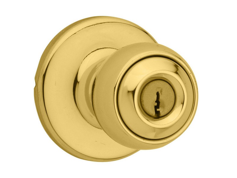 Kwikset Polo Polished Brass Entry Knobs ANSI/BHMA Grade 3 1-3/4 in.