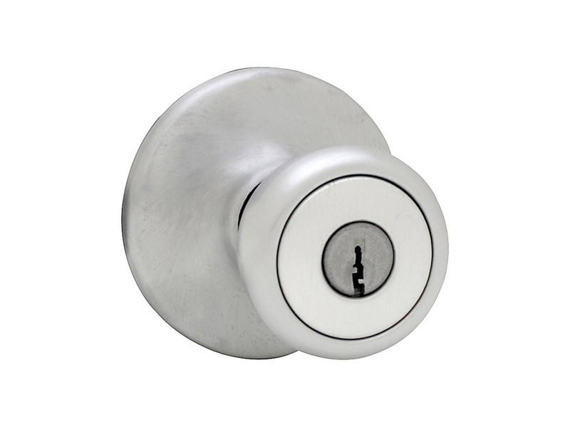 Kwikset Mobile Home Satin Chrome Entry Knobs ANSI/BHMA Grade 3 1-3/4 in.