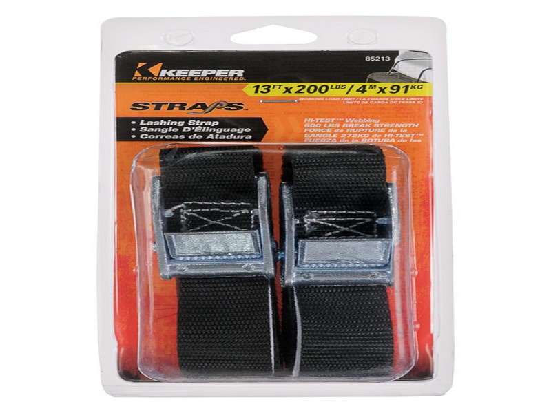 Keeper 1 in. W X 13 ft. L Black Lashing Strap 200 lb 2 pk