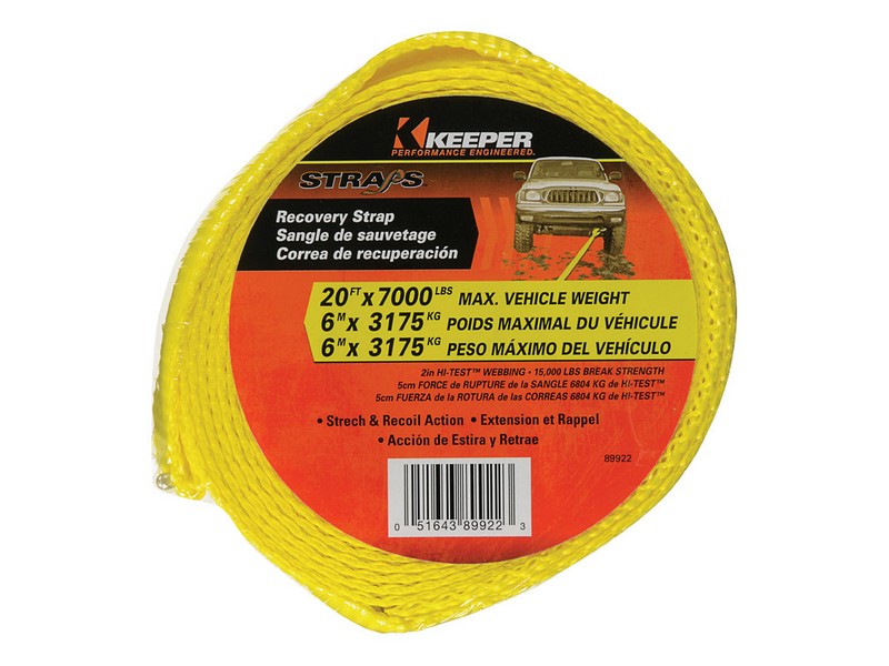 Keeper 2 in. W X 20 ft. L Yellow Vehicle Recovery Strap 7000 lb 1 pk