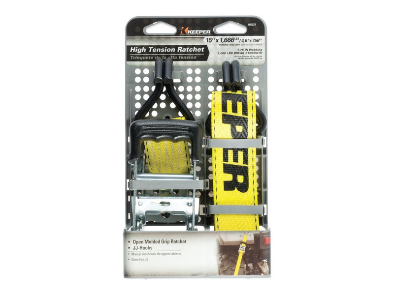 Keeper 1.75 in. W X 15 ft. L Yellow Ratchet Tie Down Strap 1666 lb 1 pk