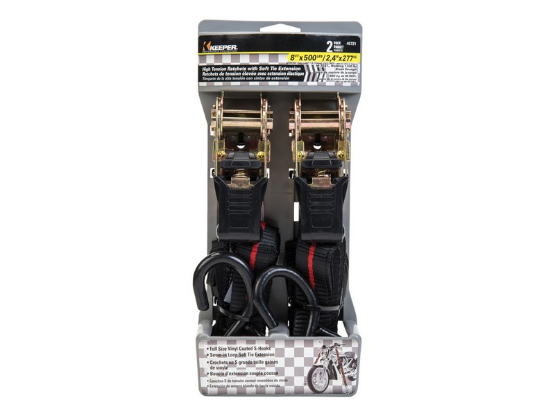 Keeper 1 in. W X 8 ft. L Black Tie Down w/Ratchet 500 lb 2 pk
