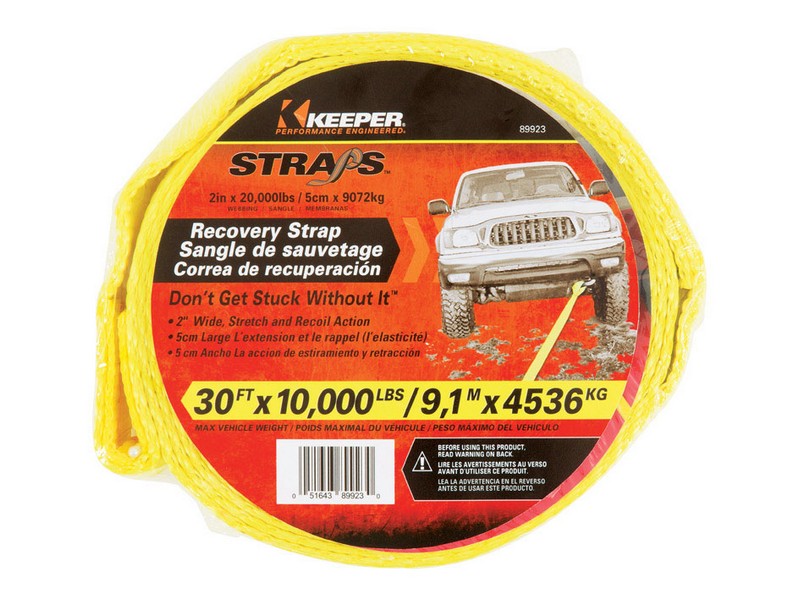 Keeper 2 in. W X 30 ft. L Yellow Vehicle Recovery Strap 10000 lb 1 pk