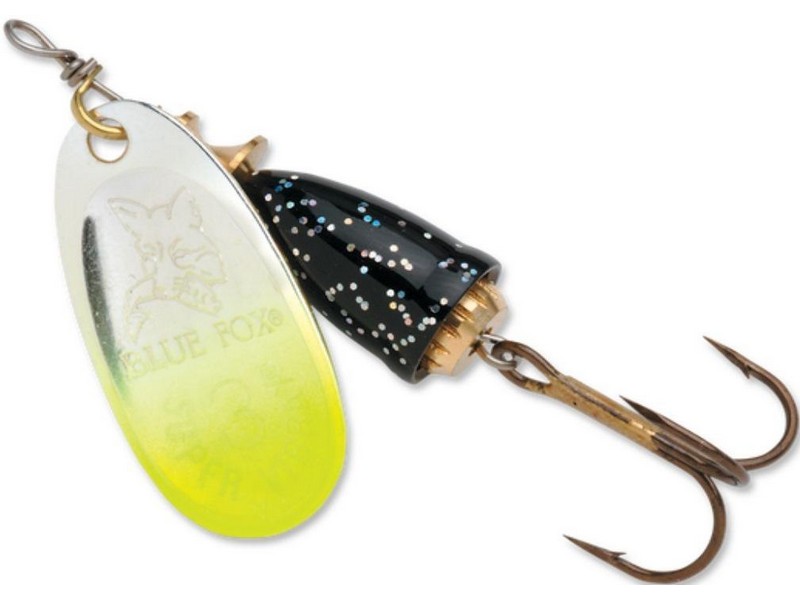 Blue Fox Vibrax 7/64 OZ,Silver/Chartruse Tip