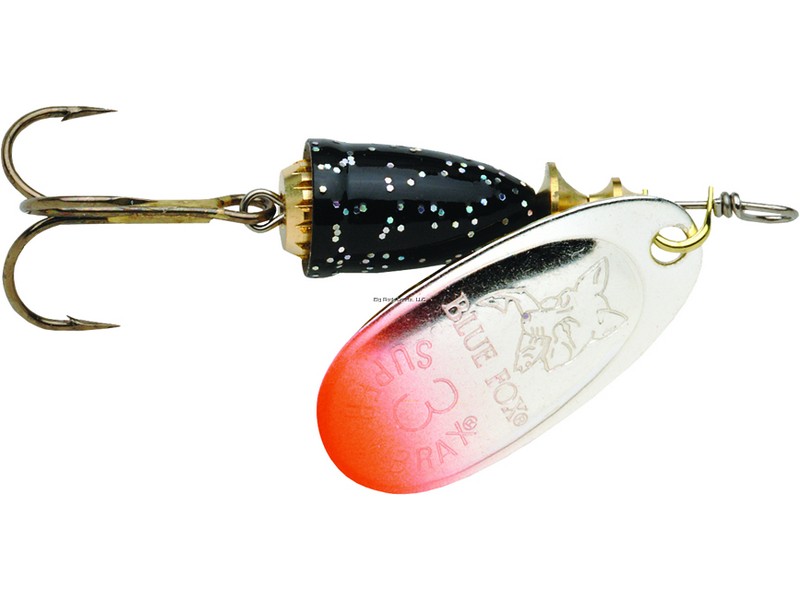 Blue Fox 60-30-71R Classic Vibrax Spinner, 1/4 oz, Red Tipped/Silver Flake