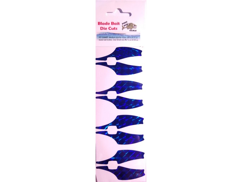 Fish Eye Tackle Blade Decal Medium 5pk Blue Hologram Prism Fluorescent