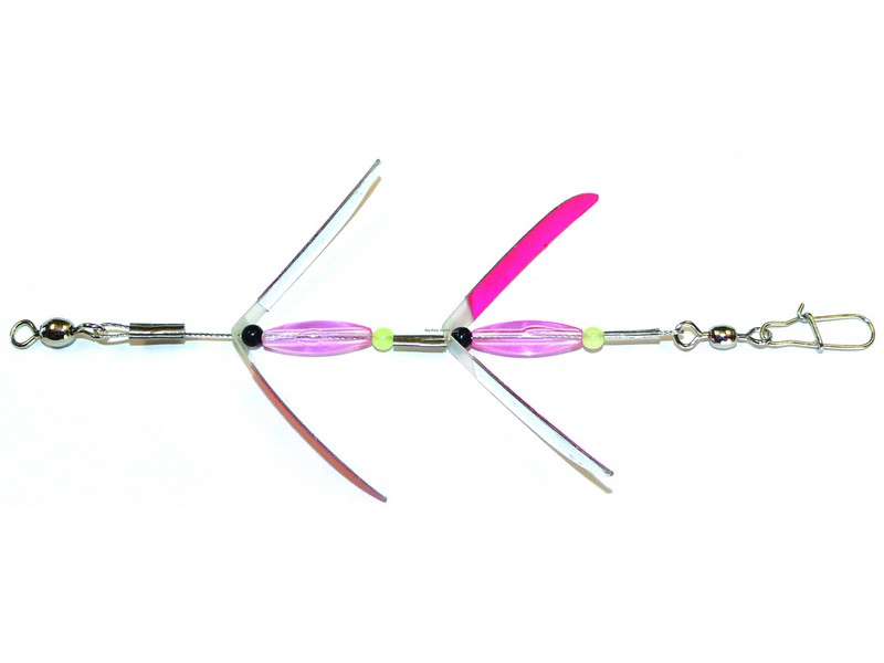Mack's Lure 70000 Hot Wings Troll, 2 1/2" Blades, 90 Lb Cable, Pink Mirror &