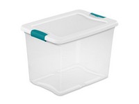 Sterilite 25 qt Clear/White Latch Storage Box 11-5/8 in. H X 16-1/4 in. W X