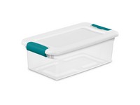 Sterilite 6 qt Clear/White Latch Storage Box 4-7/8 in. H X 14-1/8 in. W X