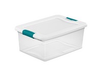 Sterilite 15 qt Clear/White Latch Storage Box 6-3/4 in. H X 16-1/4 in. W X