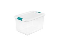 Sterilite 64 qt Clear/White Latch Storage Box 13-1/2 in. H X 23-3/4 in. W X