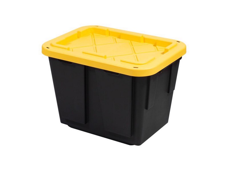 Greenmade Pro. Grade 12 gal Black/Yellow Storage Box 14.7 in. H X 15 in. W X